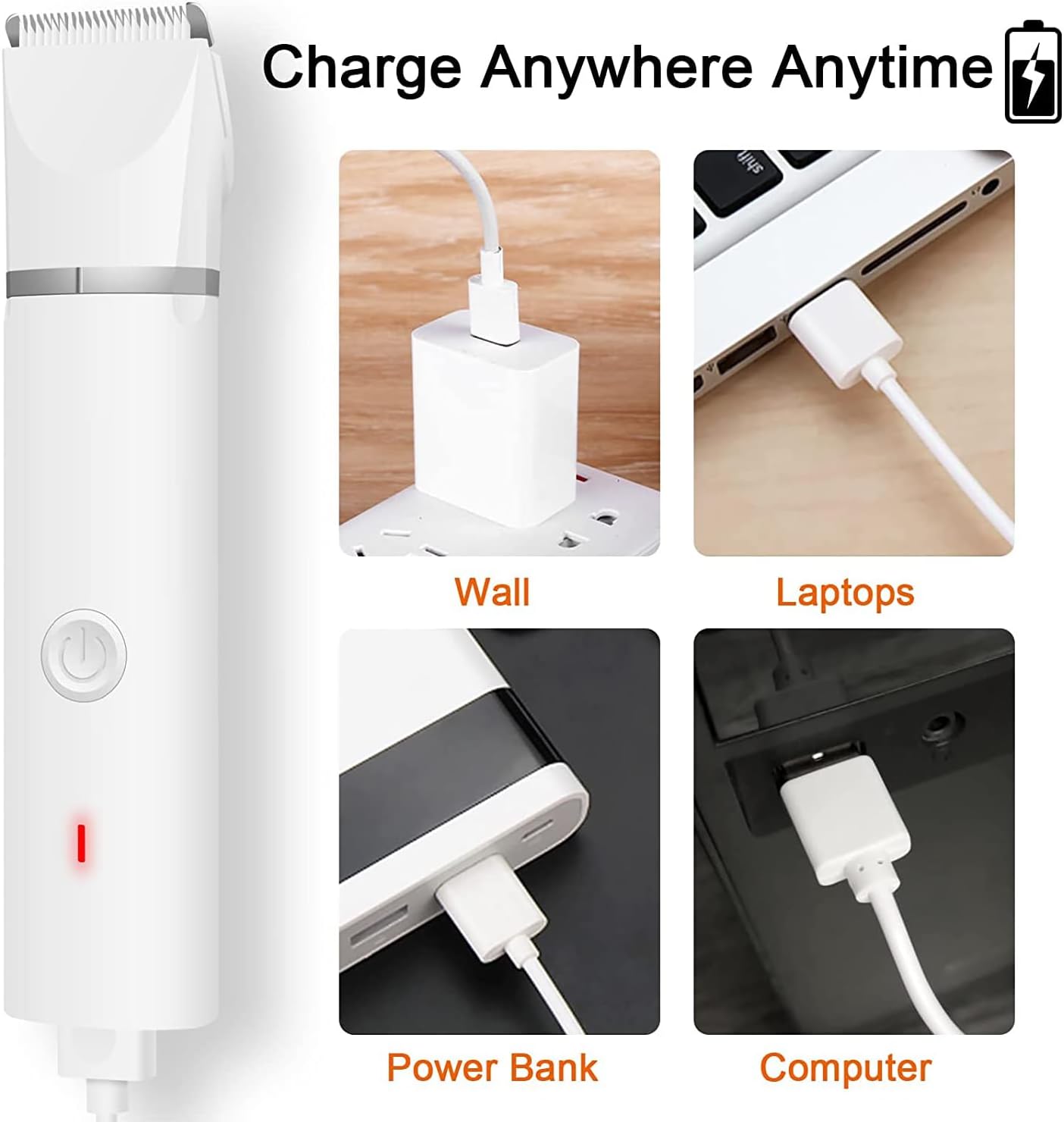 Dog Clippers Grooming Kit Hair Clipper-Low Noise Paw Trimmer- Rechargeable| Cordless Quiet Nail Grinder Shaver for Cats and Other Pets