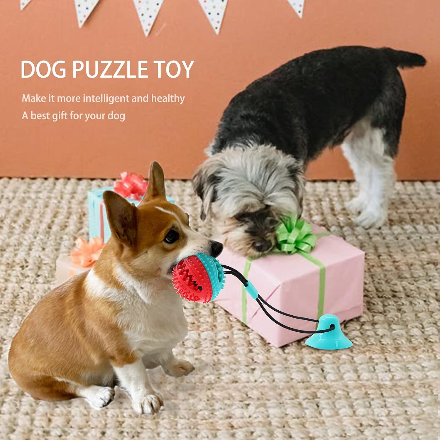 MarvelPaws Dog Chew Toys for Aggressive Chewers| Puppy Dog Training Treats Teething Rope Toys for Boredom Dog Puzzle Treat Food Dispensing Ball Toys for Puppies Teething