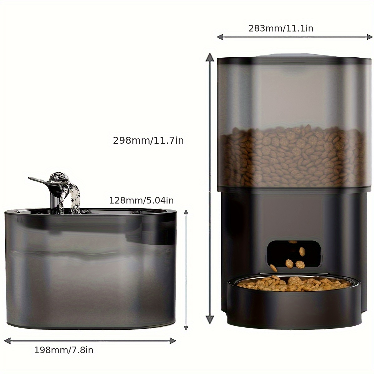 MarvelPaws Large Capacity Wi-Fi Remote Automatic Cat Feeder & 84.54oz Wireless Automatic Dog Drinking Fountain Bowl with Filter - Quiet Smart Pet Feeder and Drinker System