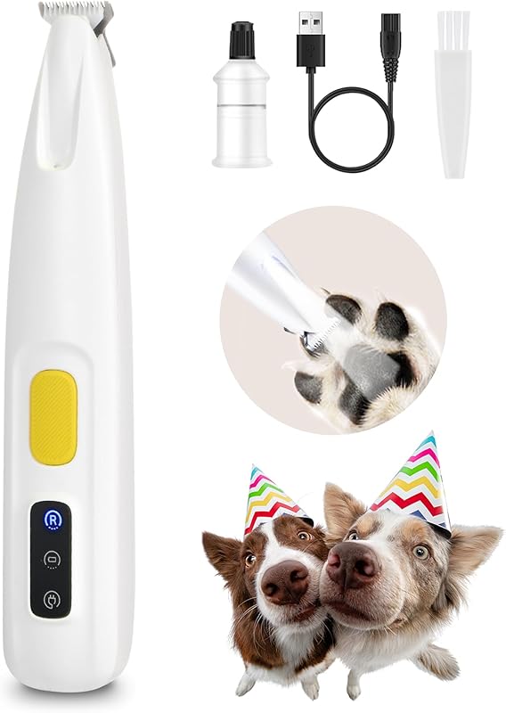 MarvelPaws Trimmer with LED Light, 18 mm Widen Blade, 35 dB Low Noise, LED Display, Fully Waterproof, Rechargeable Clipper for Dogs Cats Trimming Paws, Eyes, Ears, Face, and Rump