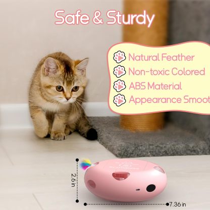 MarvelPaws Interactive Cat Toy| Electric Cat Toys for Moving Concealed Feathers| Smart Sensor 7 Holes Whack a Mole Feather Toy| USB Charge Automatic Kitten Toys| Pink