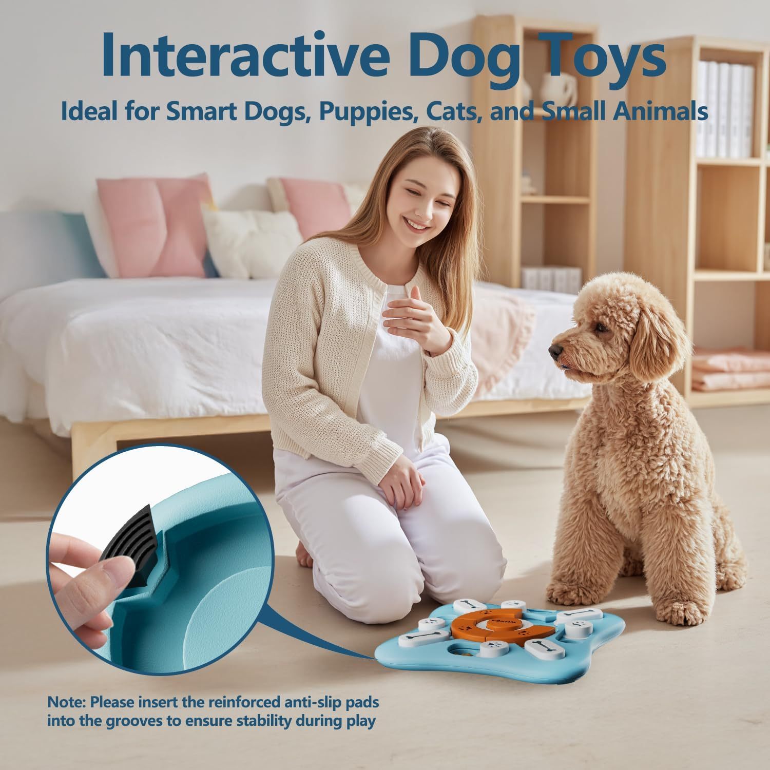 Interactive Dog Treat Puzzle Toys for IQ Training & Mental Stimulating| Fun Slow Feeder,Large Medium Small Dogs Enrichment Toys with Squeak Design