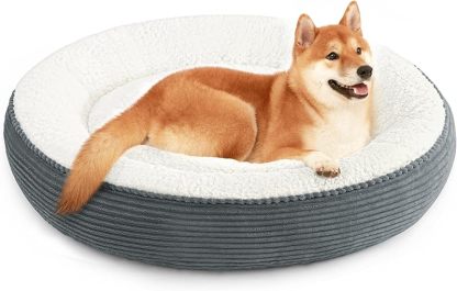 Love's Cabin Round Donut Cat And Dog Cushion Bed| 20in bed for Cats or Small Dogs| Anti-slip & Water-resistant Bottom, Super Soft Durable Fabric Pet Beds
