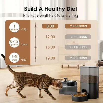 MarvelPaws Large Capacity Wi-Fi Remote Automatic Cat Feeder & 84.54oz Wireless Automatic Dog Drinking Fountain Bowl with Filter - Quiet Smart Pet Feeder and Drinker System