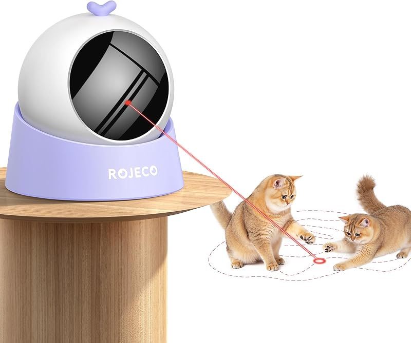 ROJECO Auto Laser Cat Toy| Random Motion Track, Magnetic 360 °Base, Run Quiet,Rechargeable with 1000mAh Battery, Auto Sleep & 3 Speed Modes| Interactive Cat Gifts