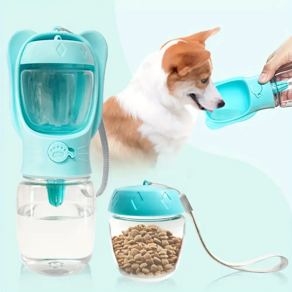 MarvelPaws Portable Pet Water Bottle |   Dog Water Bottle With Food Container, Outdoor Water Dispenser For Cat, Puppy, Pets For Walking, Hiking, Travel