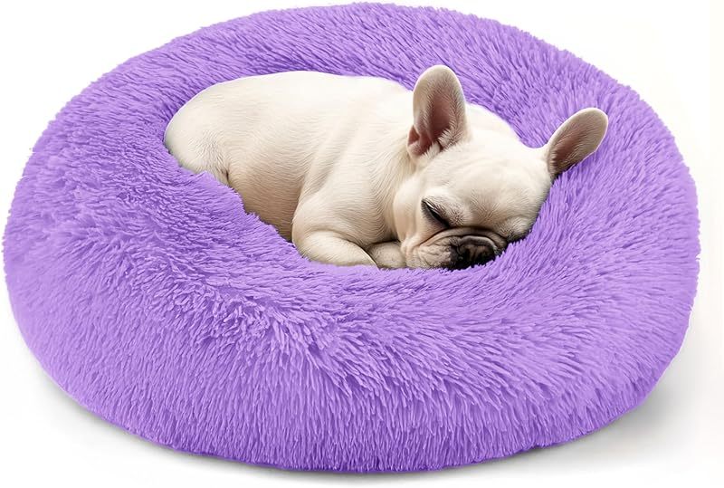 MarvelPaws Dog & Cat Bed for Indoor Cats| Calming Donut Bed for Puppy and Kitten, Washable Round Fluffy Pet Bed| 20inch