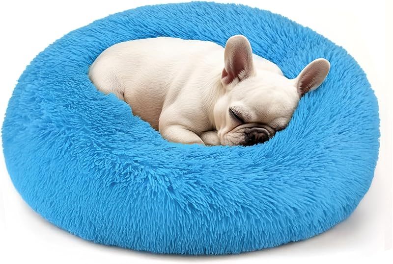 MarvelPaws Dog & Cat Bed for Indoor Cats| Calming Donut Bed for Puppy and Kitten, Washable Round Fluffy Pet Bed| 20inch