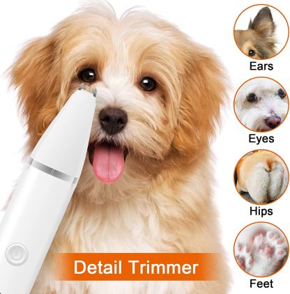 Dog Clippers Grooming Kit Hair Clipper-Low Noise Paw Trimmer- Rechargeable| Cordless Quiet Nail Grinder Shaver for Cats and Other Pets