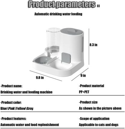 MarvelPaws Pet Feeder and Water Dispenser| 2 in 1 Automatic Pet Waterer Detachable Food Bowls Set Pet Food Storage | Easy Clean (Grey)