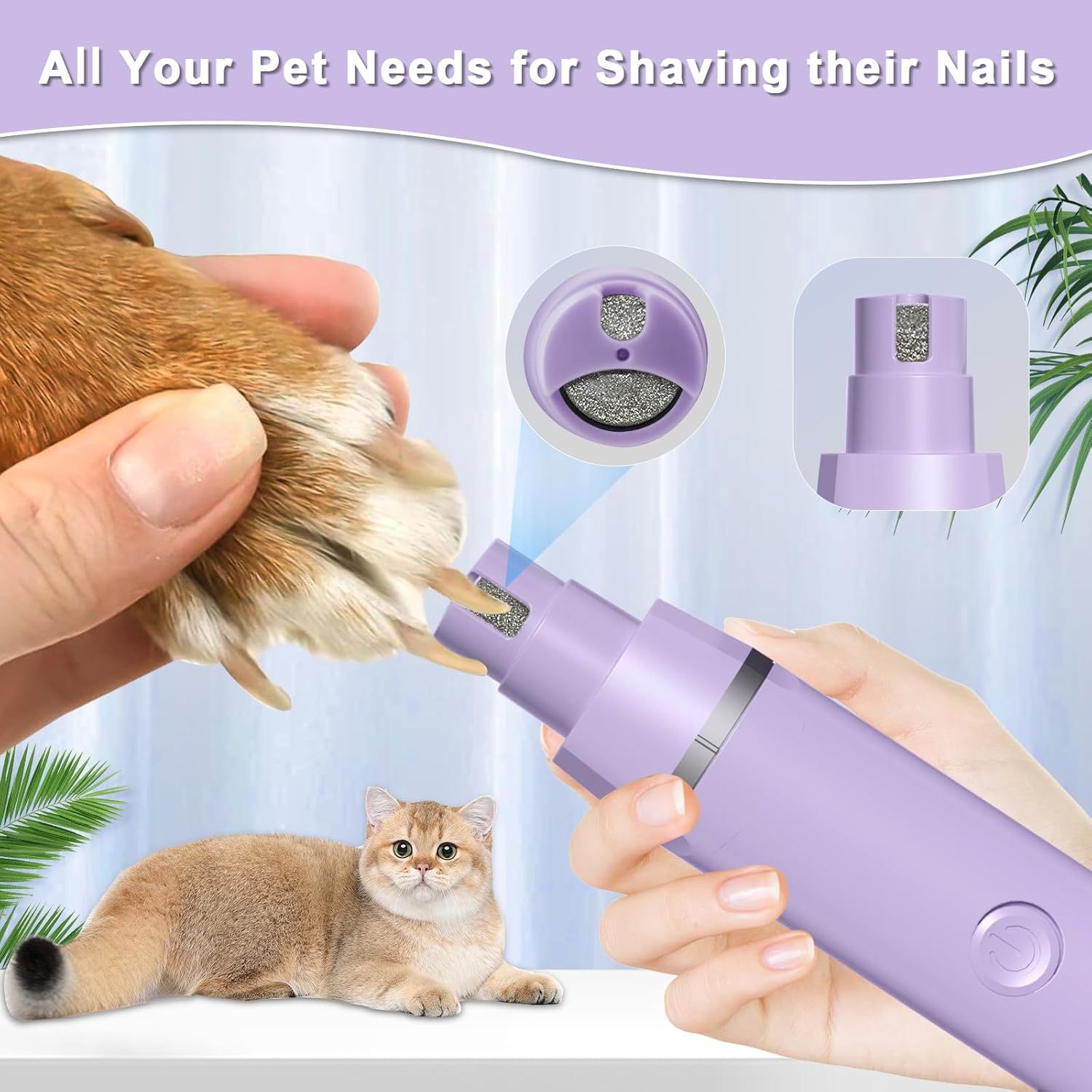 MarvelPaws Pet Grooming Clippers Kit-Electric Rechargeable Cat Trimmer Tools-Cordless Quiet Pet Nail Paw Grinder-4 in 1 Multifunctional Low Noise Shaver-Razor for feet Face Ears Toenail Eye