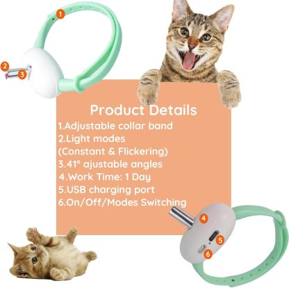 Laser Pointer Collar for Cats| Wearable Automatic Cat Laser Light Toy| Electric Smart Amusing USB Rechargeable Interactive Kitten Collar