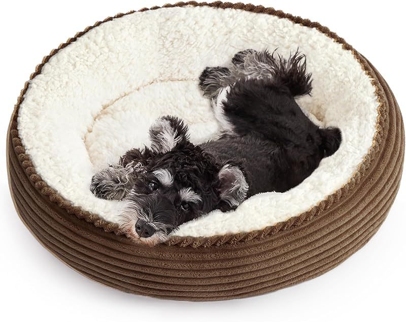Love's Cabin Round Donut Cat And Dog Cushion Bed| 20in bed for Cats or Small Dogs| Anti-slip & Water-resistant Bottom, Super Soft Durable Fabric Pet Beds