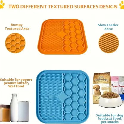 5pcs Set of 3 Colors of Pet Slow Feeding Licking Mats, 1 Scraper, 1 Double-Headed Brush| Cat And Dog Anti-Choking Slow Feeding Tray with Suction Cup, Washable, Easy to Clean, Anti-Anxiety Puzzle Feeder