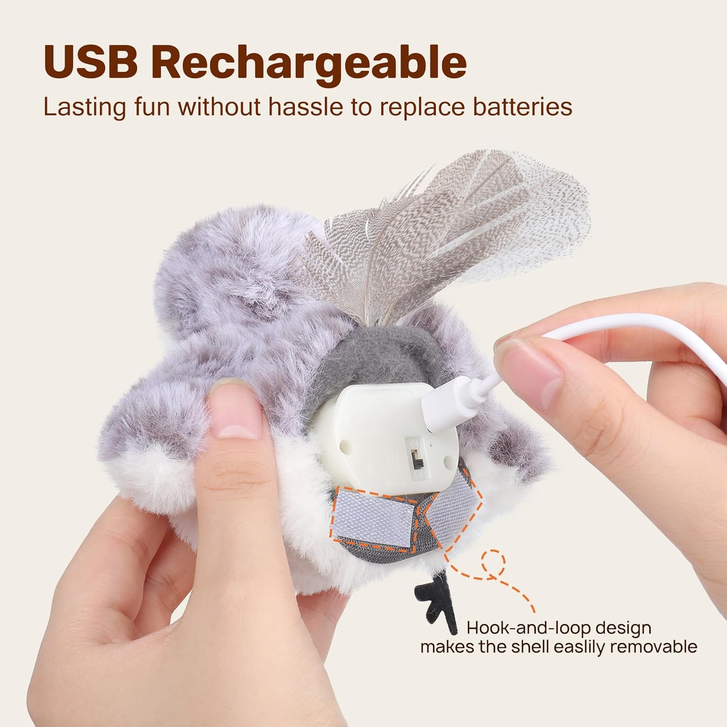 MarvelPaws Pet Toys Flapping Sandpiper Pair-Mate| Lifelike Birds Chirp| Chargeable Touch Activated Kitten Fun Interactive Kitty Exercise with Catnip for All Cats/Dogs