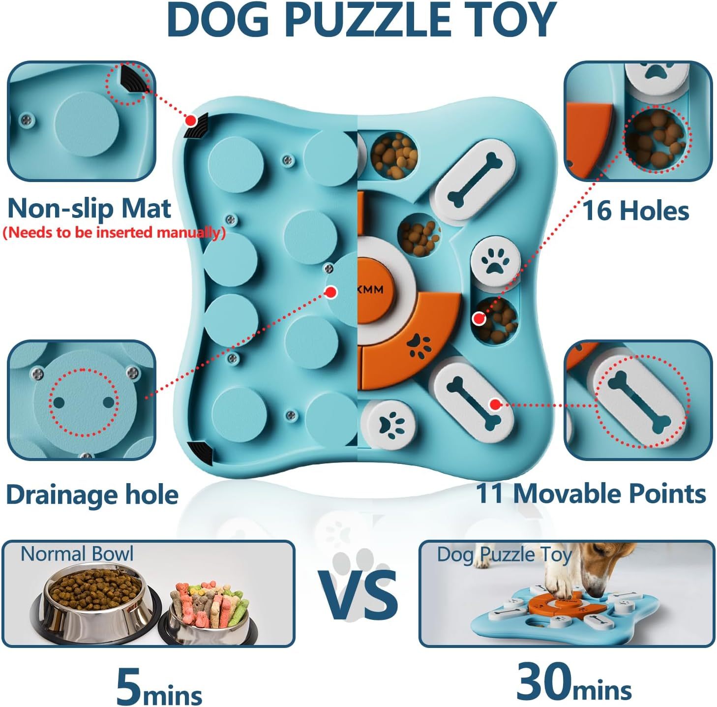 Interactive Dog Treat Puzzle Toys for IQ Training & Mental Stimulating| Fun Slow Feeder,Large Medium Small Dogs Enrichment Toys with Squeak Design