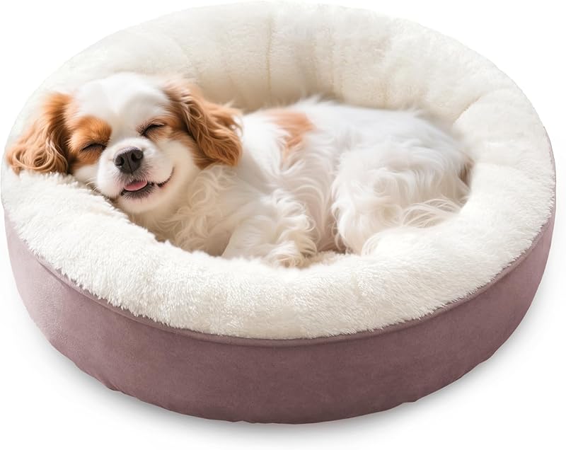 Love's Cabin Round Donut Cat And Dog Cushion Bed| 20in bed for Cats or Small Dogs| Anti-slip & Water-resistant Bottom, Super Soft Durable Fabric Pet Beds