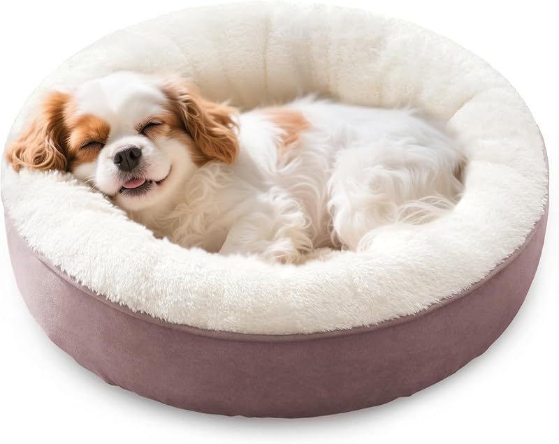 Love's Cabin Round Donut Cat And Dog Cushion Bed| 20in bed for Cats or Small Dogs| Anti-slip & Water-resistant Bottom, Super Soft Durable Fabric Pet Beds