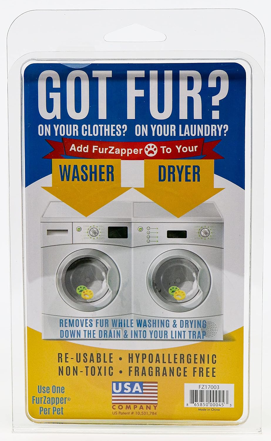 FurZapper Pet Hair Remover for Laundry, 2 Pack - Reusable Dog & Cat Hair Remover Tool