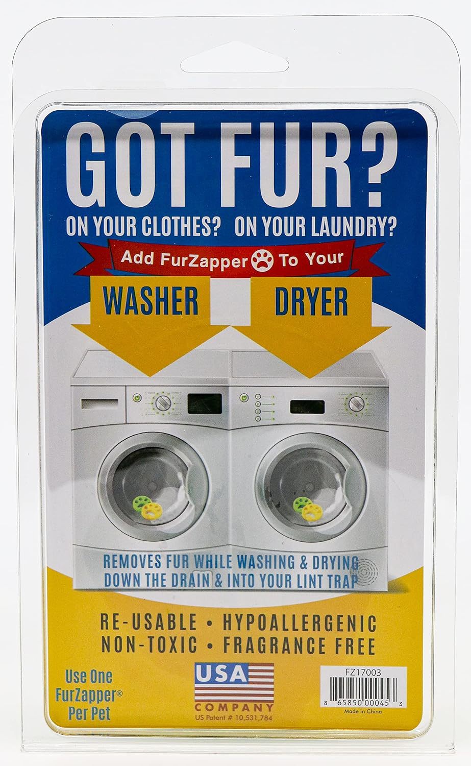 FurZapper Pet Hair Remover for Laundry, 2 Pack - Reusable Dog & Cat Hair Remover Tool