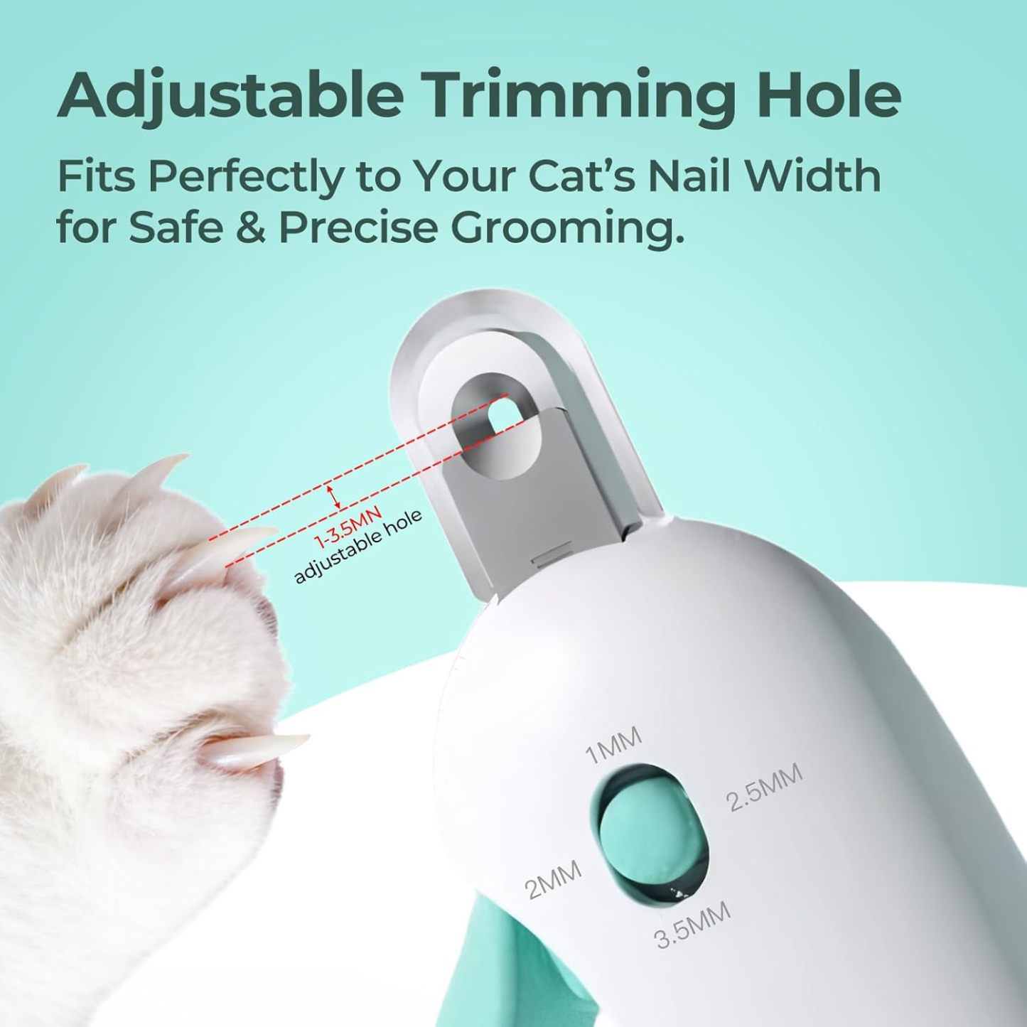 MarvelPaws Cat Nail Clippers Removable Debris Collector With Adjustable Size| Built-in Hidden Nail File, Round Hole Blade, Safe Home Grooming Tool