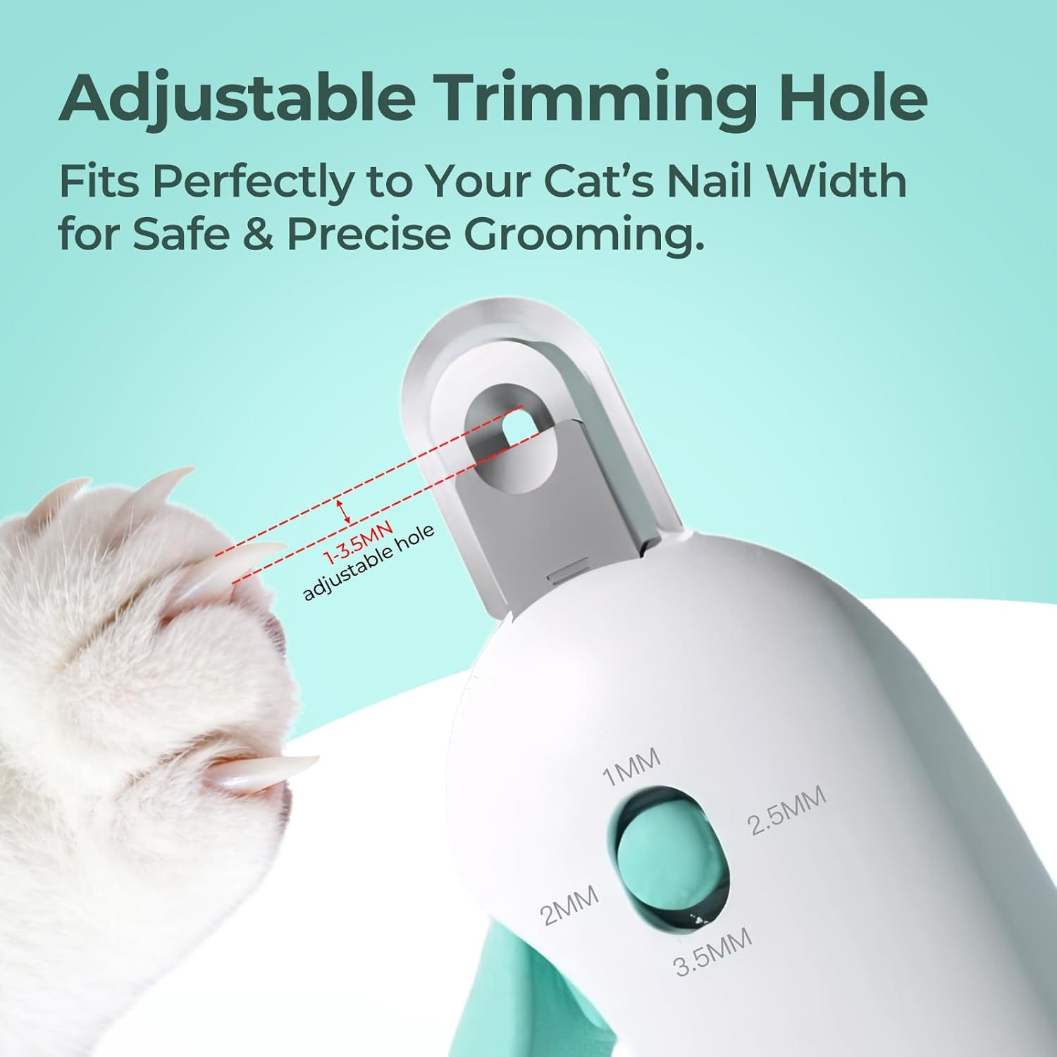 MarvelPaws Cat Nail Clippers Removable Debris Collector With Adjustable Size| Built-in Hidden Nail File, Round Hole Blade, Safe Home Grooming Tool