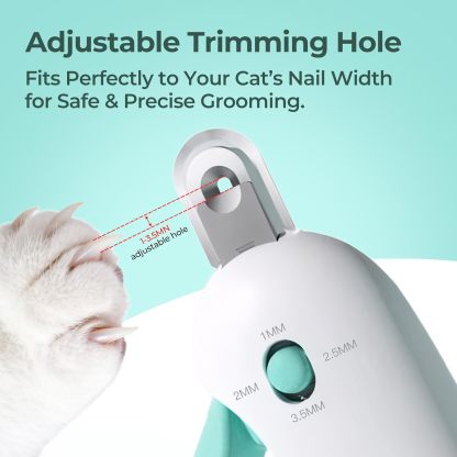 MarvelPaws Cat Nail Clippers Removable Debris Collector With Adjustable Size| Built-in Hidden Nail File, Round Hole Blade, Safe Home Grooming Tool