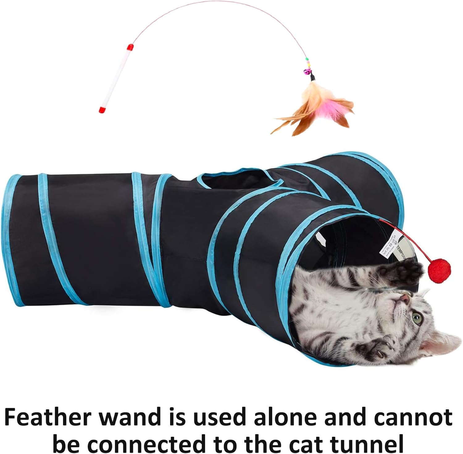 MarvelPaws Pet Cat Tunnel Tube Cat Toys 3 Way Collapsible| Tunnels for Indoor Cats| Kitty Bored Peek Hole Toy Ball Cat, Puppy, Kitty, Kitten, Rabbit