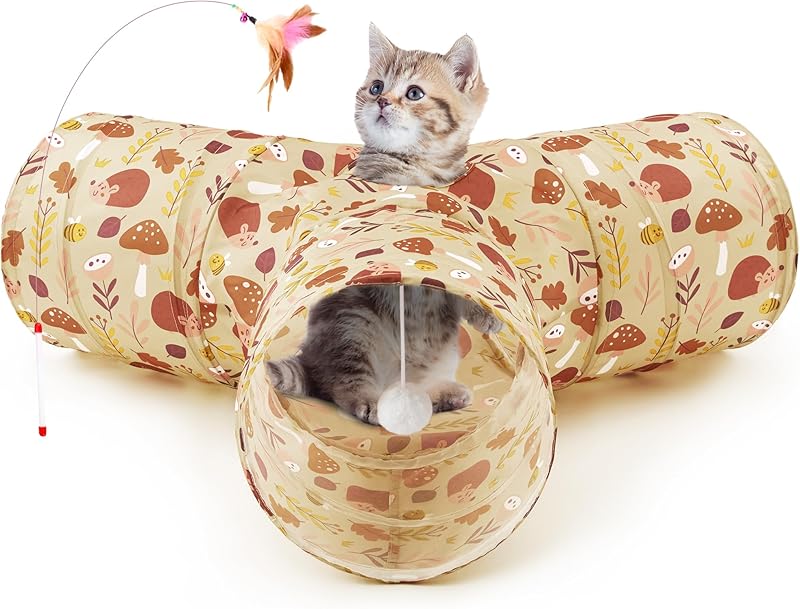 MarvelPaws Pet Cat Tunnel Tube Cat Toys 3 Way Collapsible| Tunnels for Indoor Cats| Kitty Bored Peek Hole Toy Ball Cat, Puppy, Kitty, Kitten, Rabbit