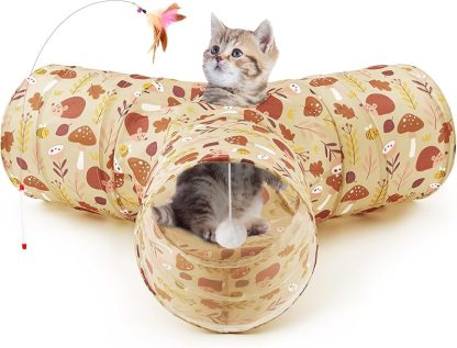 MarvelPaws Pet Cat Tunnel Tube Cat Toys 3 Way Collapsible| Tunnels for Indoor Cats| Kitty Bored Peek Hole Toy Ball Cat, Puppy, Kitty, Kitten, Rabbit