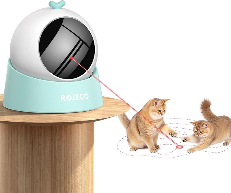 ROJECO Auto Laser Cat Toy| Random Motion Track, Magnetic 360 °Base, Run Quiet,Rechargeable with 1000mAh Battery, Auto Sleep & 3 Speed Modes| Interactive Cat Gifts