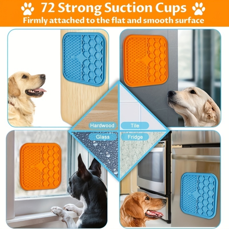 5pcs Set of 3 Colors of Pet Slow Feeding Licking Mats, 1 Scraper, 1 Double-Headed Brush| Cat And Dog Anti-Choking Slow Feeding Tray with Suction Cup, Washable, Easy to Clean, Anti-Anxiety Puzzle Feeder