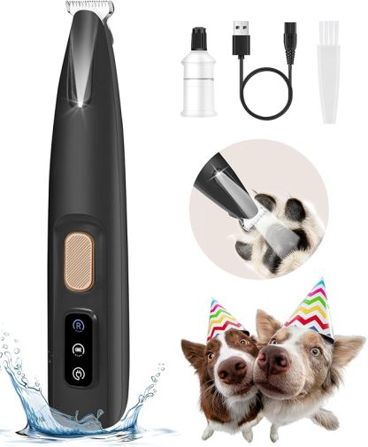MarvelPaws Trimmer with LED Light, 18 mm Widen Blade, 35 dB Low Noise, LED Display, Fully Waterproof, Rechargeable Clipper for Dogs Cats Trimming Paws, Eyes, Ears, Face, and Rump