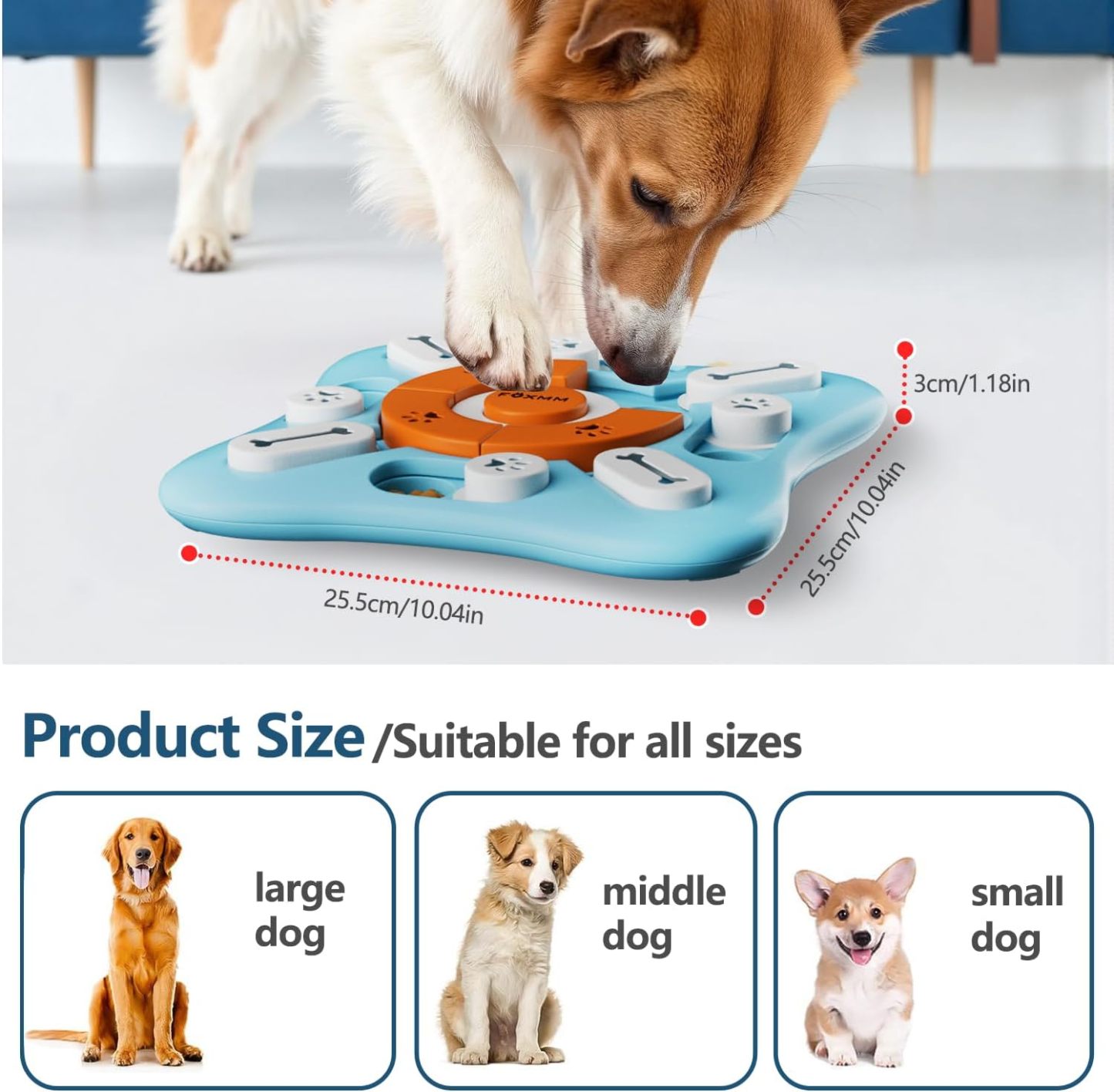 Interactive Dog Treat Puzzle Toys for IQ Training & Mental Stimulating| Fun Slow Feeder,Large Medium Small Dogs Enrichment Toys with Squeak Design