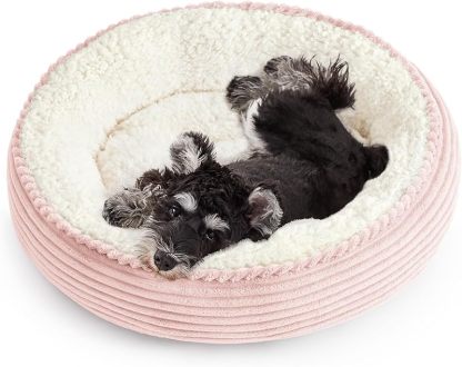 Love's Cabin Round Donut Cat And Dog Cushion Bed| 20in bed for Cats or Small Dogs| Anti-slip & Water-resistant Bottom, Super Soft Durable Fabric Pet Beds