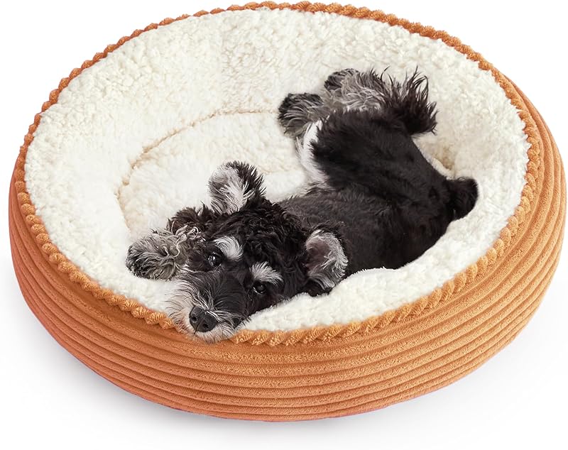 Love's Cabin Round Donut Cat And Dog Cushion Bed| 20in bed for Cats or Small Dogs| Anti-slip & Water-resistant Bottom, Super Soft Durable Fabric Pet Beds