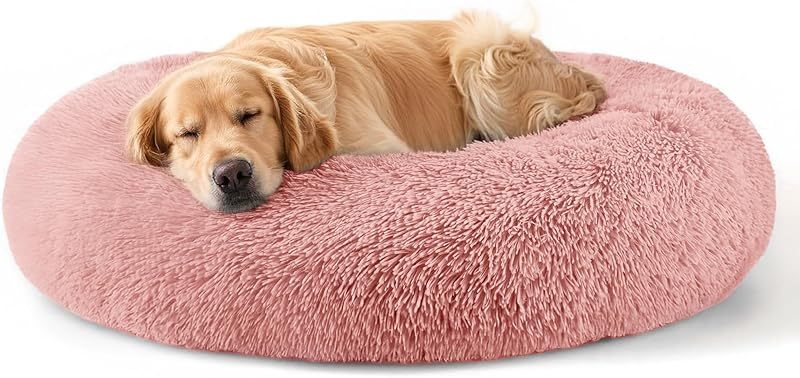 MarvelPaws Dog & Cat Bed for Indoor Cats| Calming Donut Bed for Puppy and Kitten, Washable Round Fluffy Pet Bed| 20inch