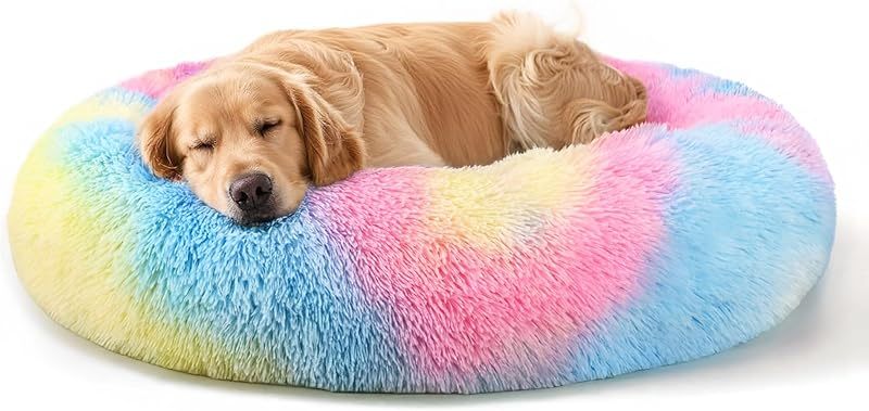 MarvelPaws Dog & Cat Bed for Indoor Cats| Calming Donut Bed for Puppy and Kitten, Washable Round Fluffy Pet Bed| 20inch