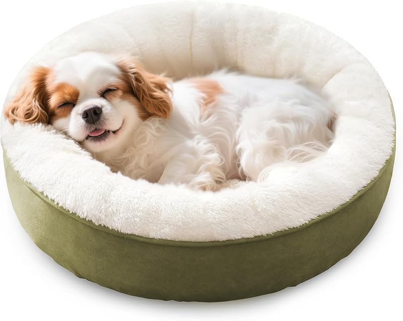 Love's Cabin Round Donut Cat And Dog Cushion Bed| 20in bed for Cats or Small Dogs| Anti-slip & Water-resistant Bottom, Super Soft Durable Fabric Pet Beds