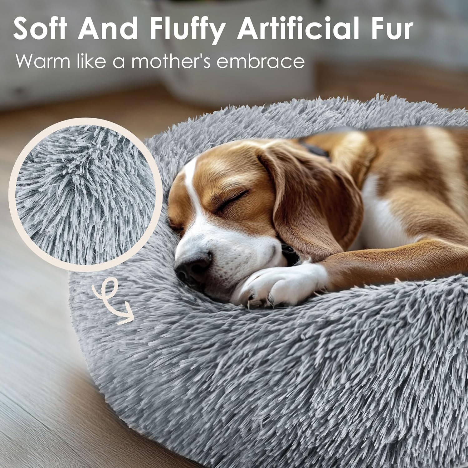 MarvelPaws Dog & Cat Bed for Indoor Cats| Calming Donut Bed for Puppy and Kitten, Washable Round Fluffy Pet Bed| 20inch
