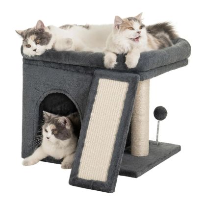 MarvelPaws 14‘’ Cat Tree Tower with Scratching Post| Perch Bed for All Cats| 20 * 16.5in, Dark Gray