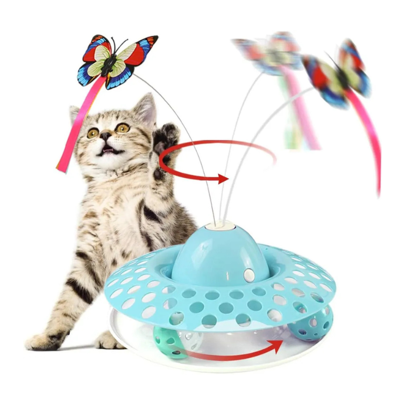 MarvelPaws Interactive Cat Toys Automatic Electric Rotating Butterfly & Ball Exercise Kitten Toy Funny Cat Teaser Toys