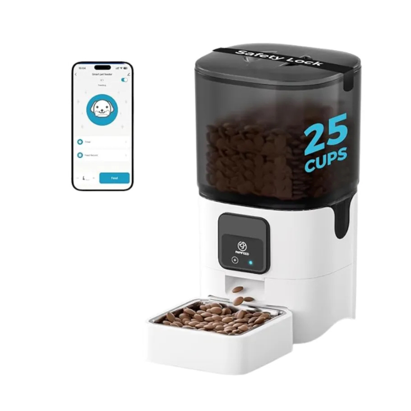Smart Automatic Pet Feeders| WiFi Pet Feeder with APP Control for Remote Feeding| Detachable for Easy Clean (6L/25Cup)