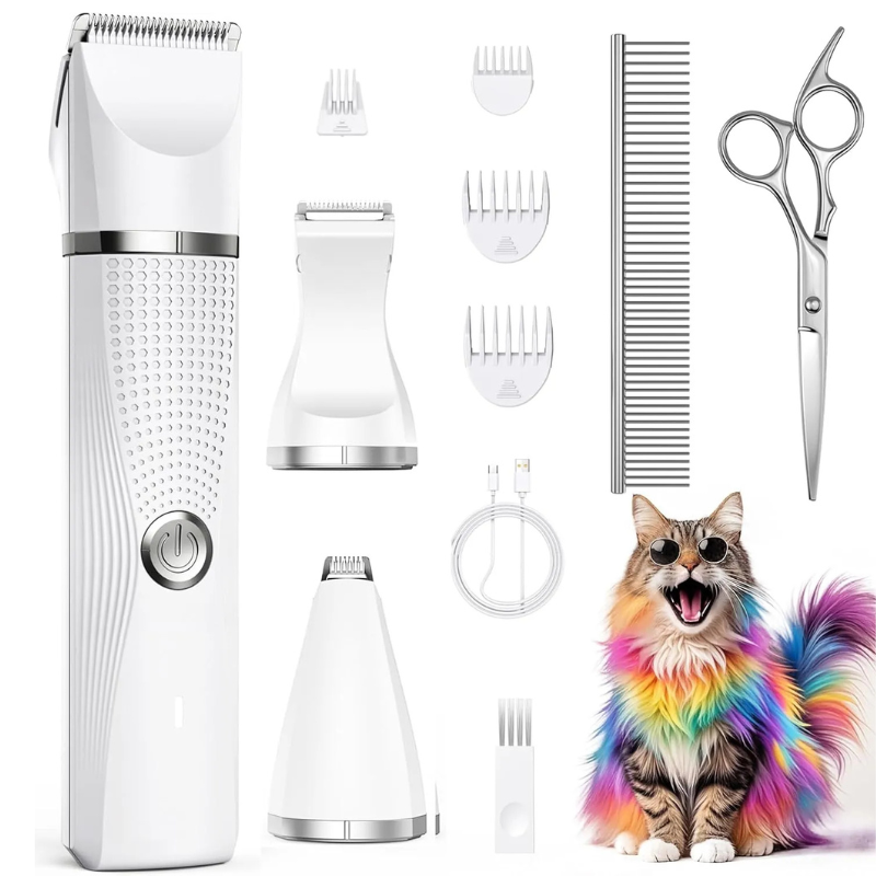 MarvelPaws Pet Grooming Clippers Kit with Paw Trimmer| 3 in 1 Electric Pet Hair Trimmer Supplies for Thick Matted Hair, Heavy Coat Butt Shaver