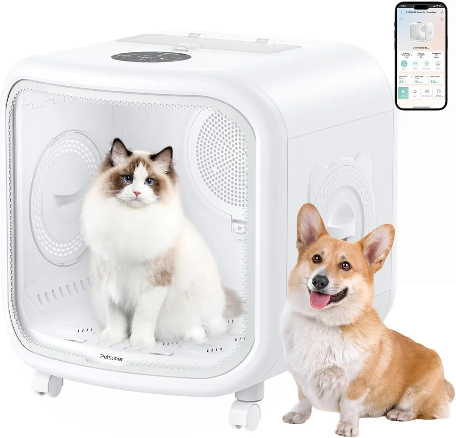 75L Large Automatic Pet Dryer Box for Cats & Small Dogs With App-Controlled| Ultra-Quiet Hands-Free Drying with Smart Safe Temperature & Overheat Protection - Ideal for Multi-Pet Homes