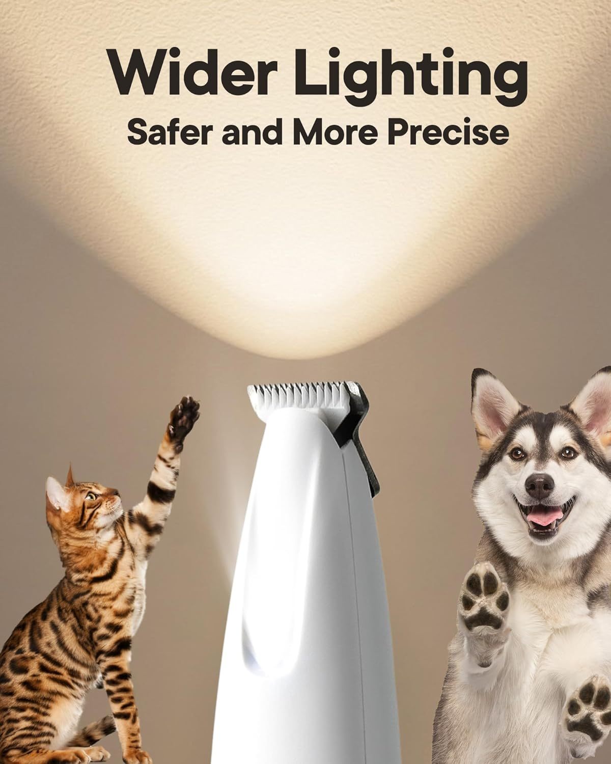 MarvelPaws Trimmer with LED Light, 18 mm Widen Blade, 35 dB Low Noise, LED Display, Fully Waterproof, Rechargeable Clipper for Dogs Cats Trimming Paws, Eyes, Ears, Face, and Rump