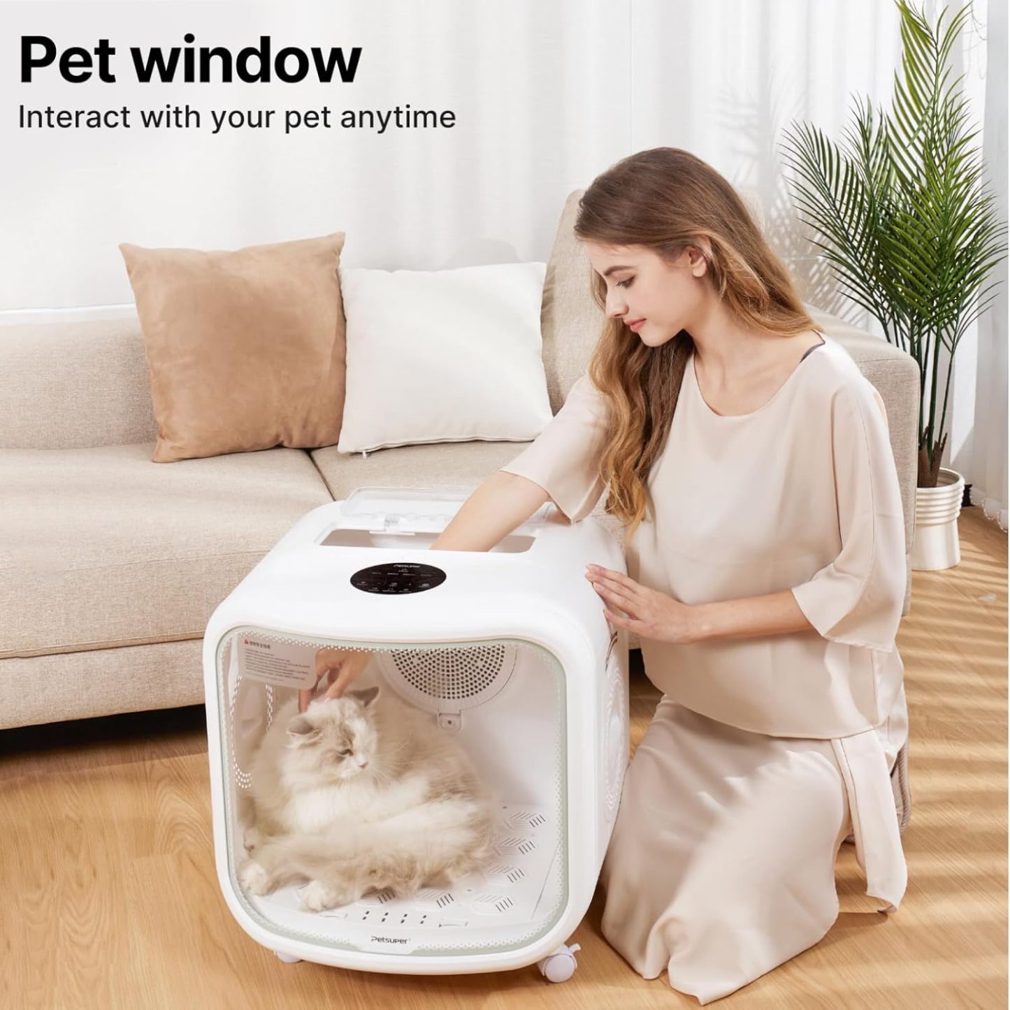 75L Large Automatic Pet Dryer Box for Cats & Small Dogs With App-Controlled| Ultra-Quiet Hands-Free Drying with Smart Safe Temperature & Overheat Protection - Ideal for Multi-Pet Homes