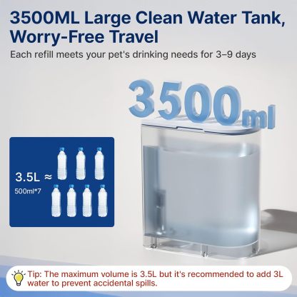 Potaroma Smart Wireless Pet Water Fountain| 3.5L Large Capacity, Rechargeable Automatic Water Dispenser for Cats and Small Dogs| Wastewater Separation Always Fresh Water