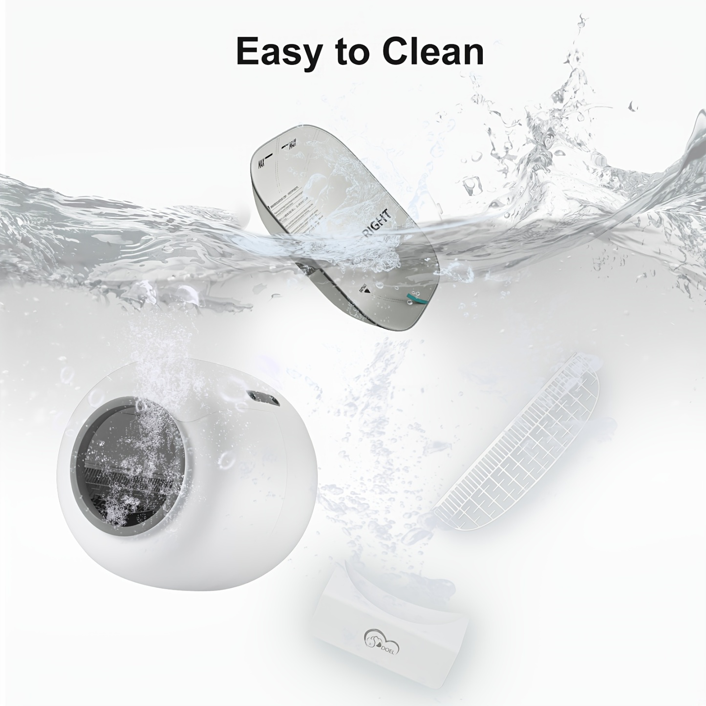 DOEL Smart Self-Cleaning Automatic Cat Litter Box with App Control, 2.4G WiFi, Large 65L Capacity,  Infrared & Gravity Sensors, Compatible with Clumping & Mineral Cat Litter for Cats up to 15 lbs - Modern Sleek Design, Pet Hygiene Solution