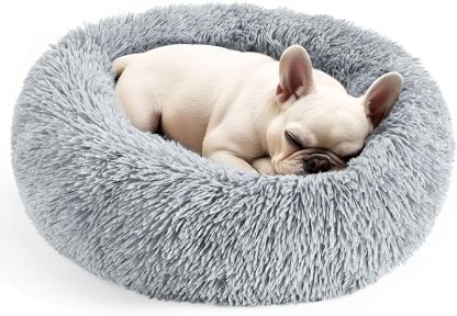 MarvelPaws Dog & Cat Bed for Indoor Cats| Calming Donut Bed for Puppy and Kitten, Washable Round Fluffy Pet Bed| 20inch